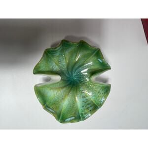 Fratelli Toso Mint Green And White Murano Art Glass Bowl, White Cased Green